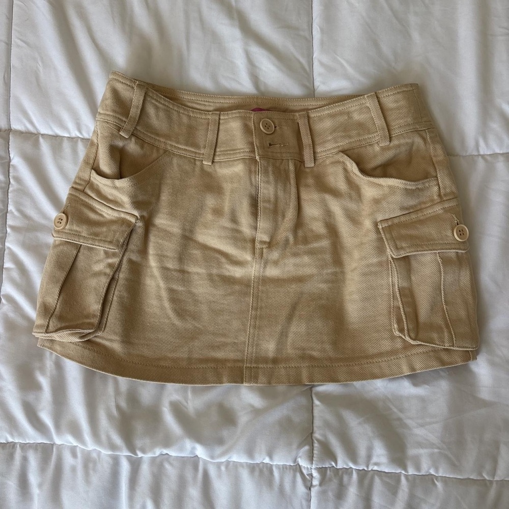Edikted Beige Cargo Skort with Pocket Detail